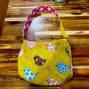 Craft reversible handbag! Birds and polka dots!